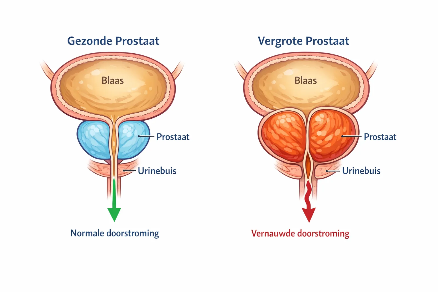 gezonde vs vergrote prostaat