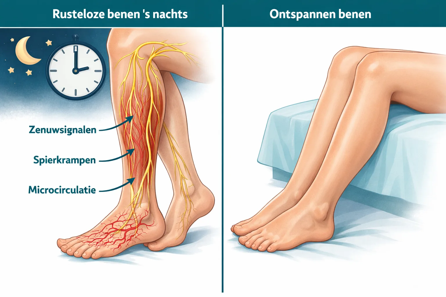 rustloze benen vs ontspannen benen