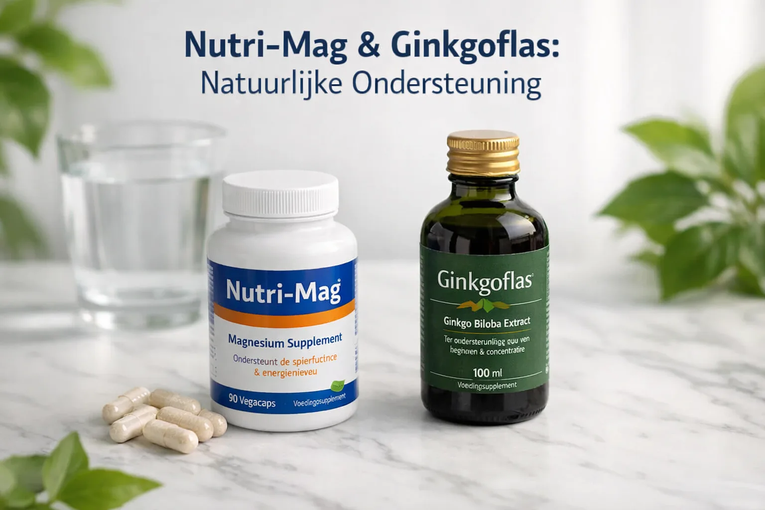 Nutri-mag en Ginkgoflas natuurlijke ondersteuning