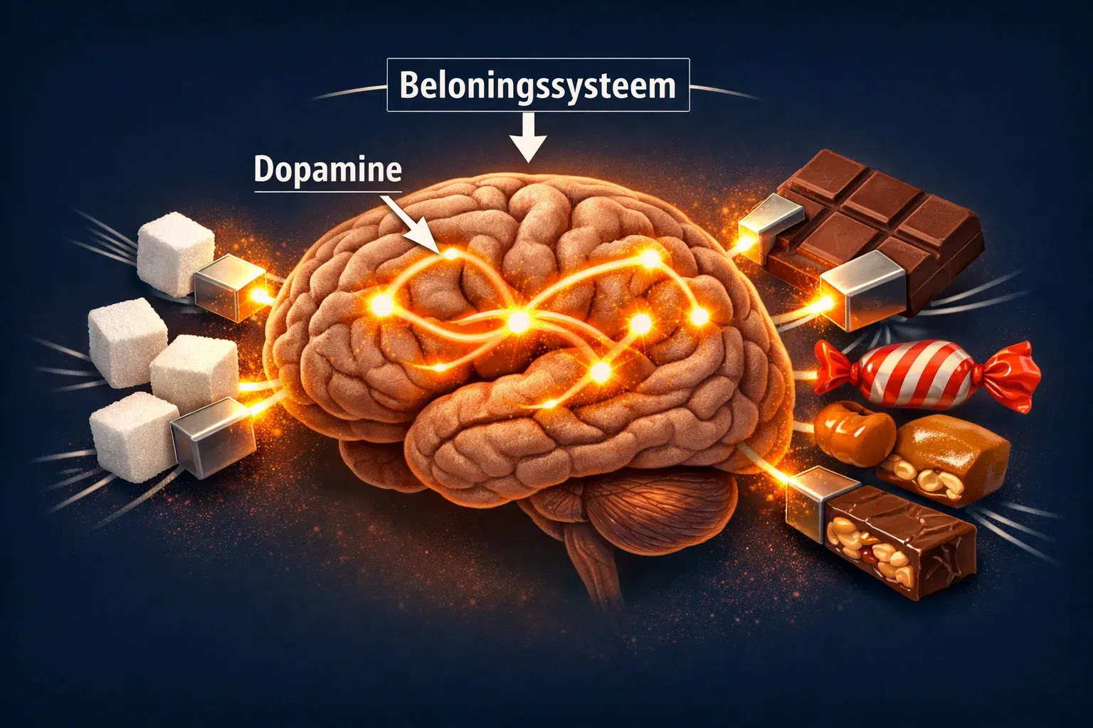 beloningssysteem hersenen met zoet