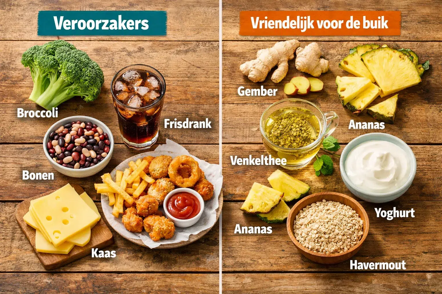 verstoorders en vriendelijke producten voor de buik